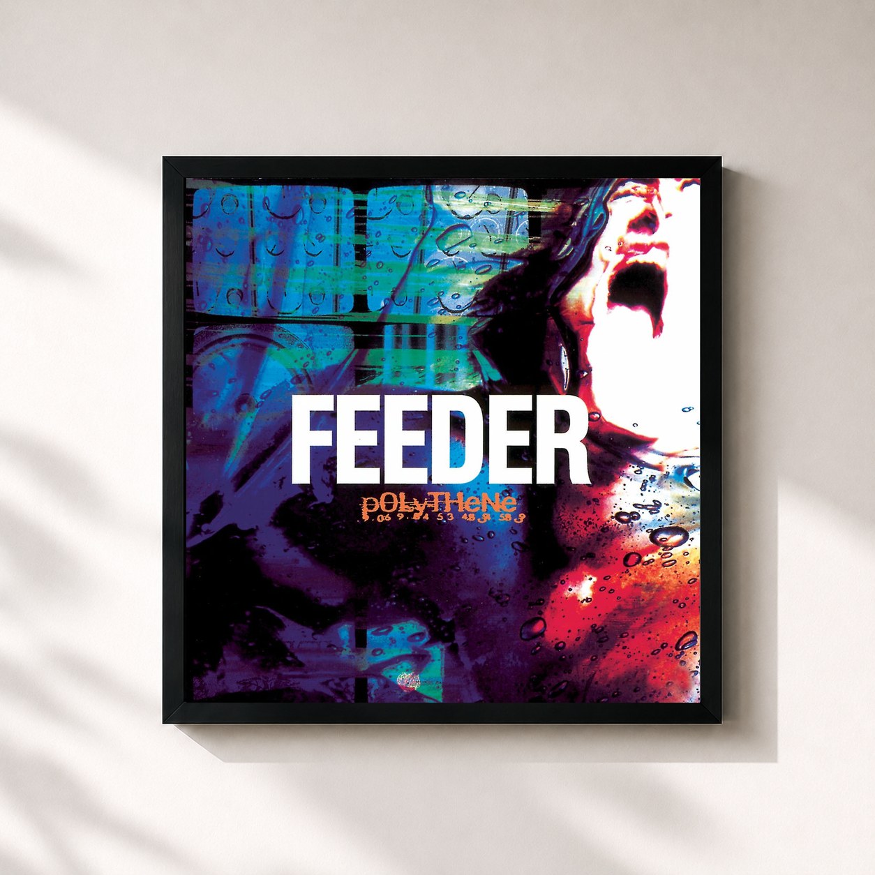 #noir Tableau carré de l'album Polythene de Feeder, cadre noir 32x32 cm