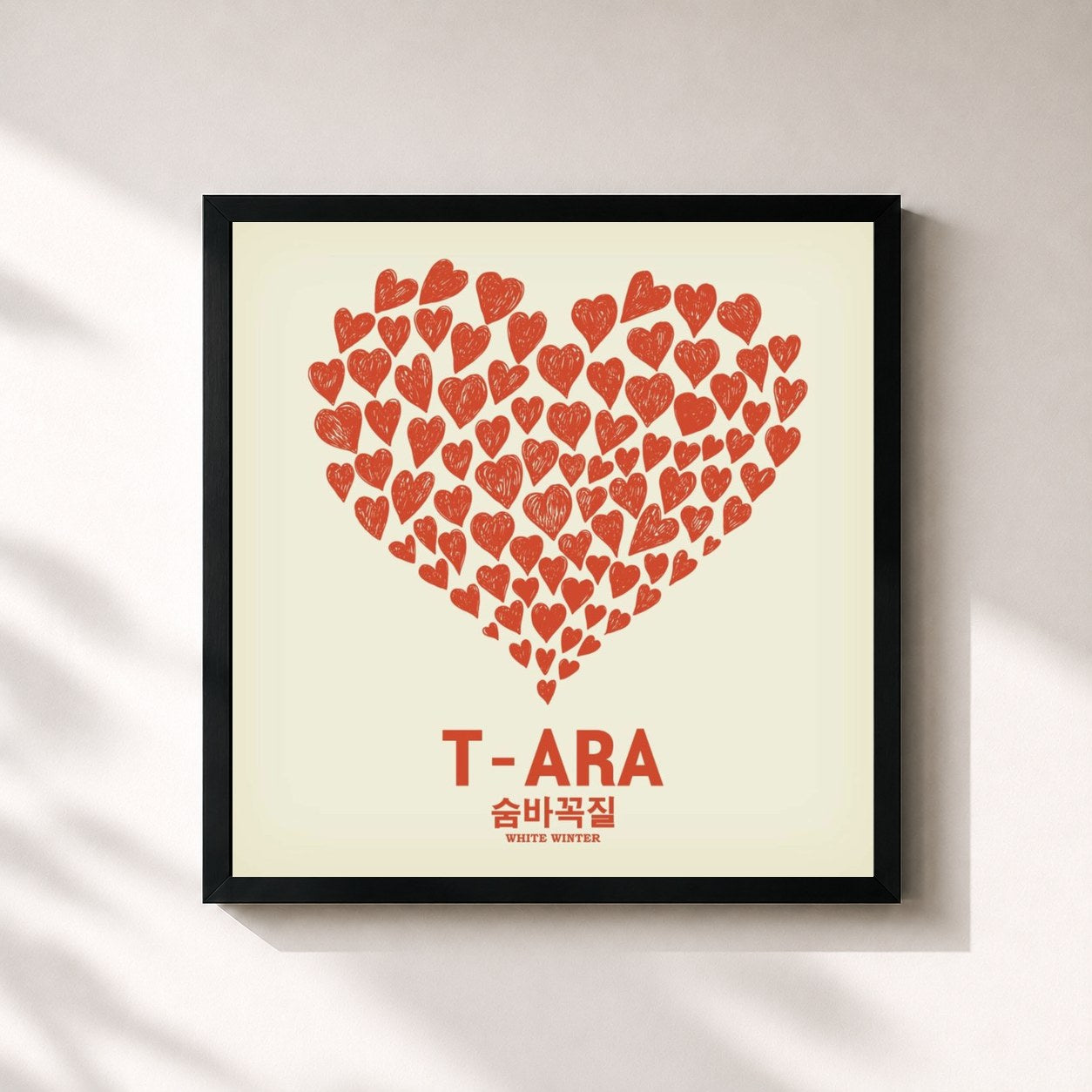 #noir Tableau carré de l'album T-ara Winter de T-ara, cadre noir 32x32 cm