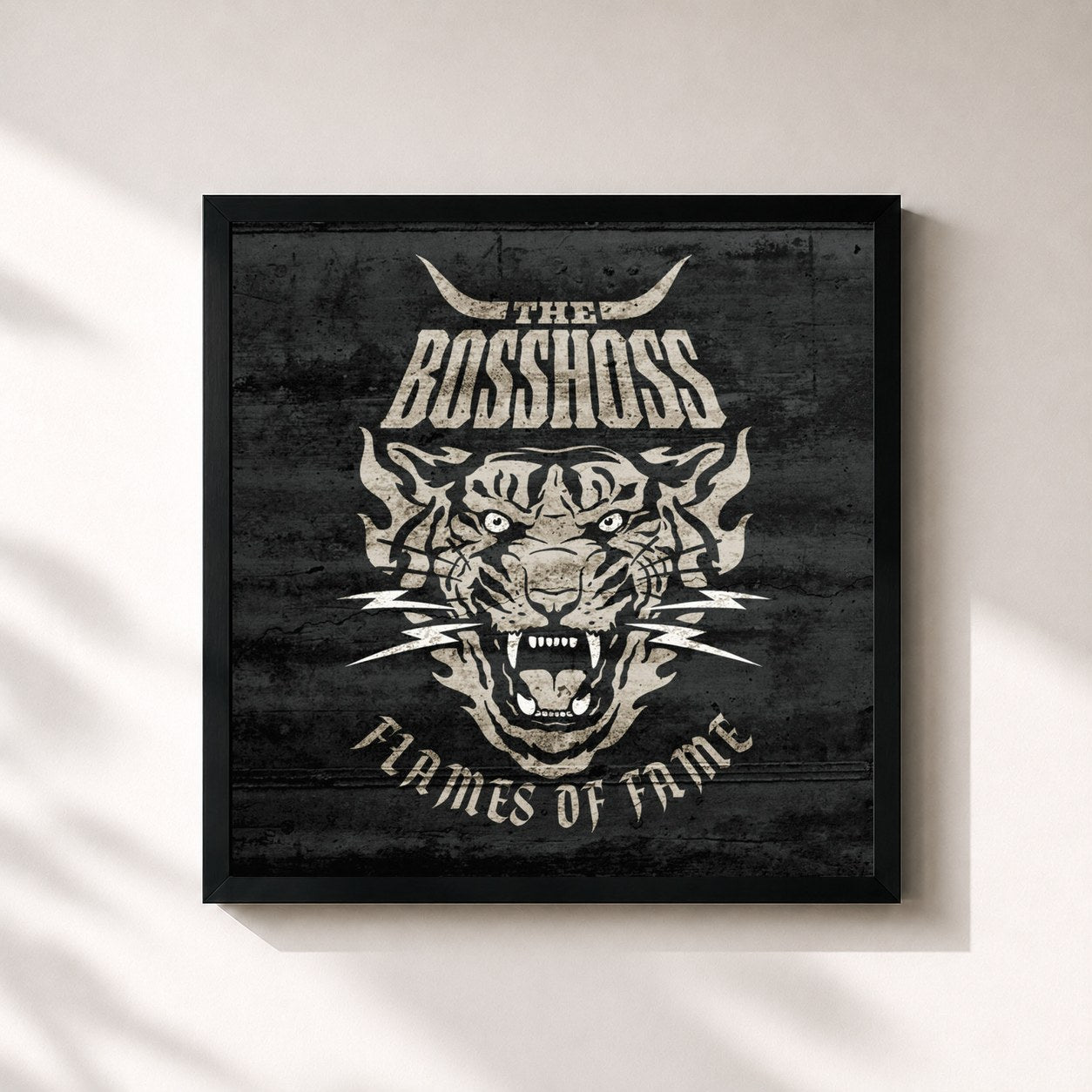 #noir Tableau carré de l'album Flames Of Fame de The BossHoss, cadre noir 32x32 cm
