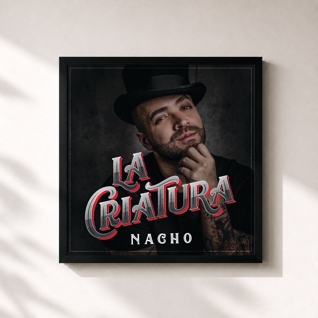 #noir Tableau carré de l'album La Criatura de Nacho, cadre noir 32x32 cm