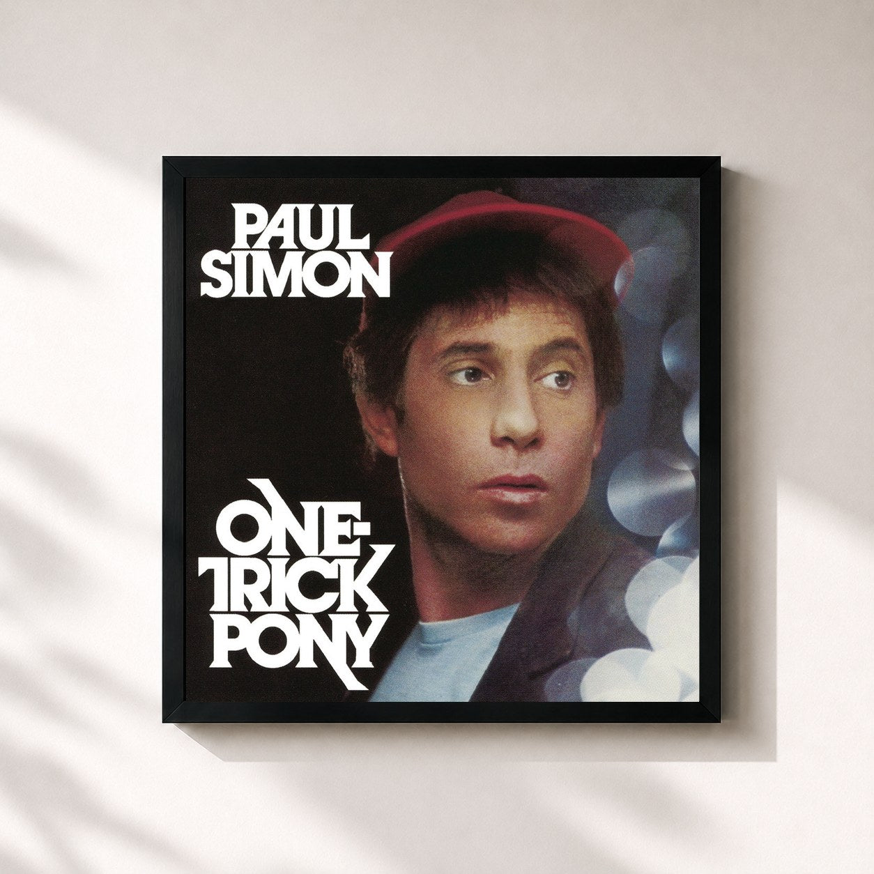 #noir Tableau carré de l'album One-Trick Pony de Paul Simon, cadre noir 32x32 cm