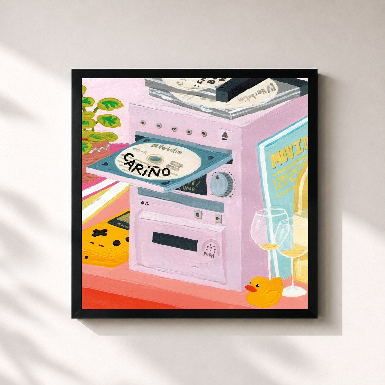 #noir Tableau carré de l'album Movidas de Carino, cadre noir 32x32 cm