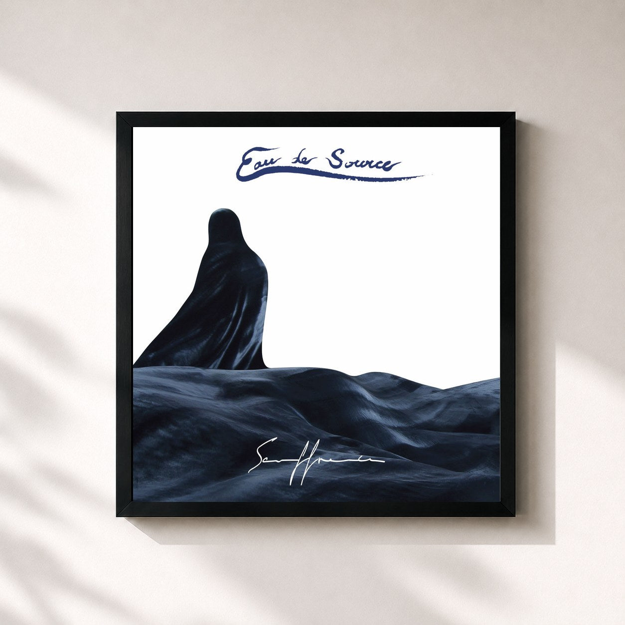 #noir Tableau carré de l'album Eau de source de Souffrance, cadre noir 32x32 cm