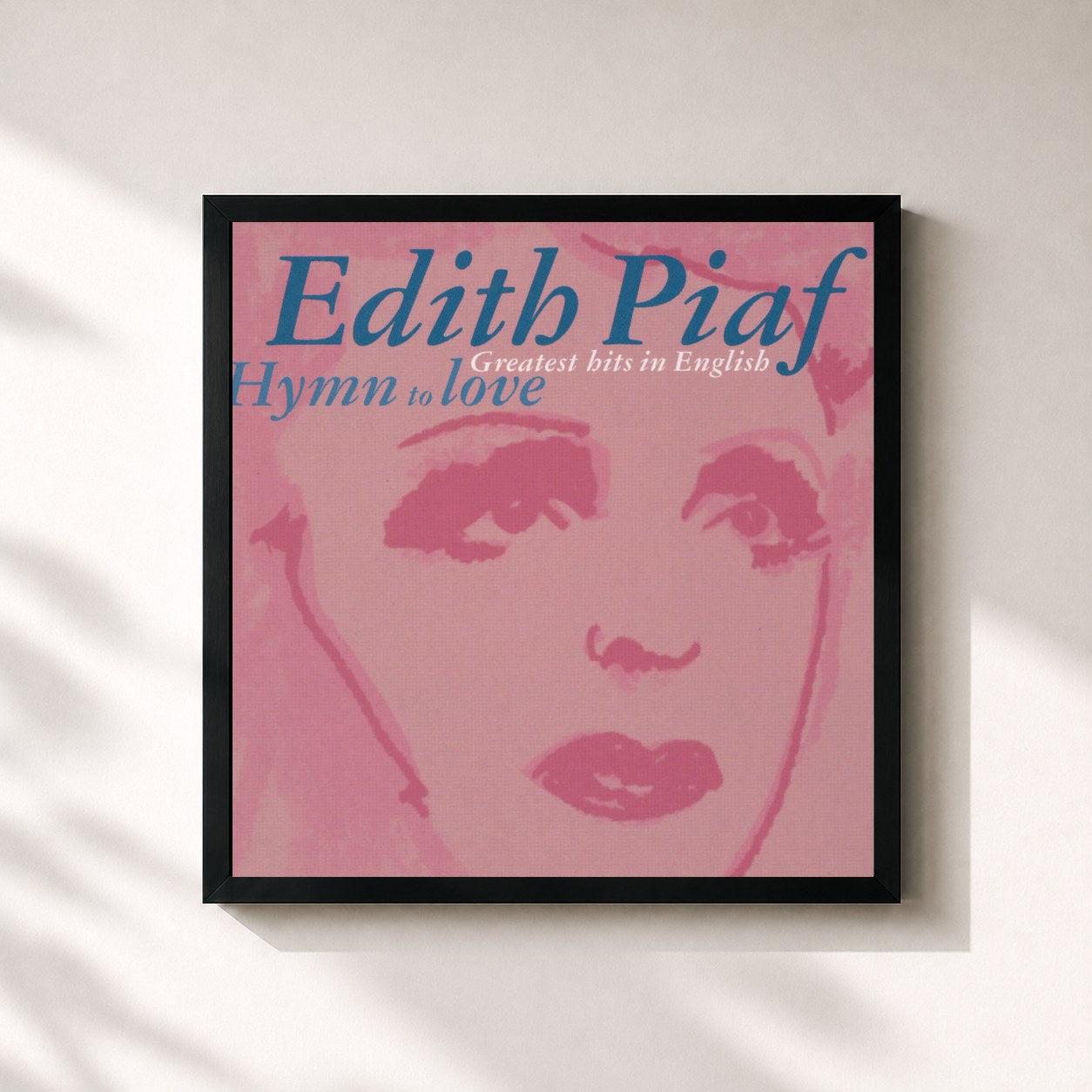 #noir Tableau carré de l'album hymn to love de Edith Piaf, cadre noir 32x32 cm