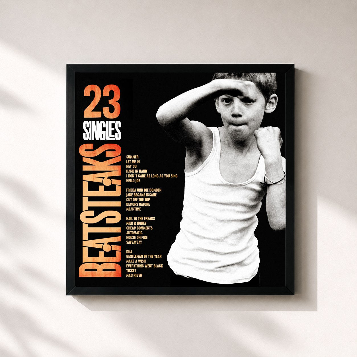 #noir Tableau carré de l'album 23 Singles de Beatsteaks, cadre noir 32x32 cm