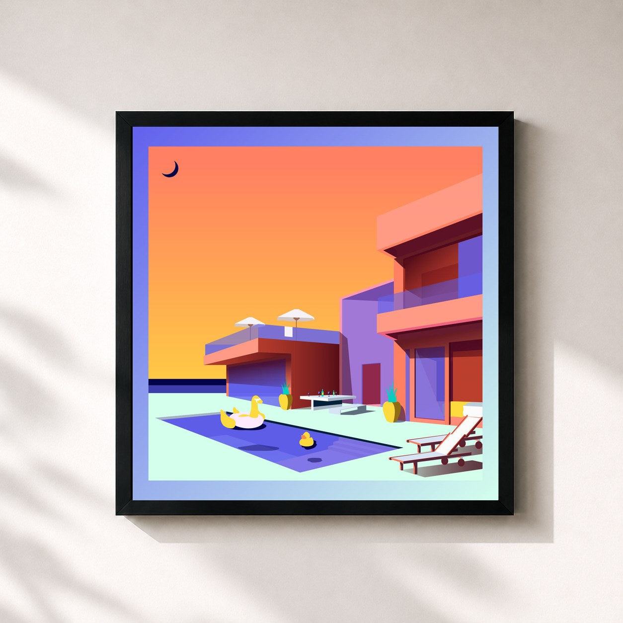 #noir Tableau carré de l'album Ocean Drive EP de Alizzz, cadre noir 32x32 cm