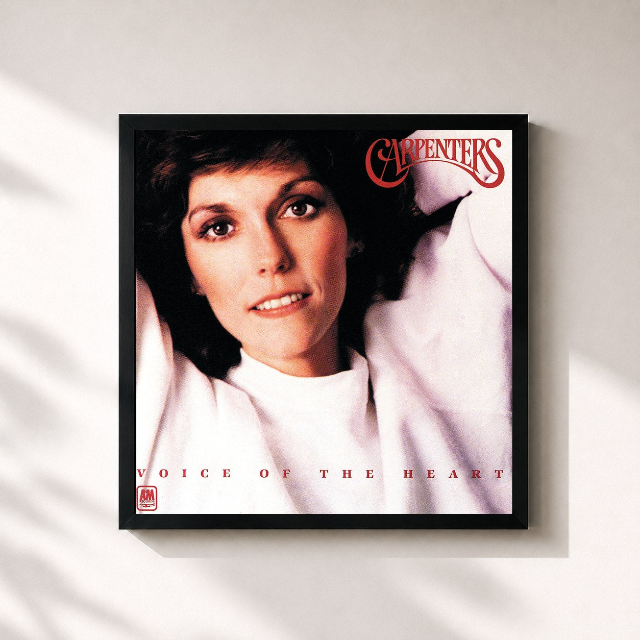 #noir Tableau carré de l'album Voice Of The Heart de Carpenters, cadre noir 32x32 cm