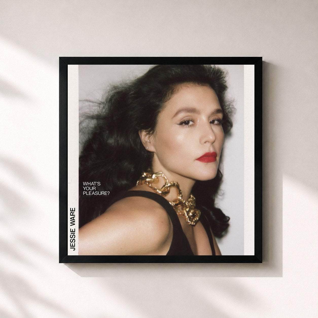 #noir Tableau carré de l'album What's Your Pleasure? de Jessie Ware, cadre noir 32x32 cm