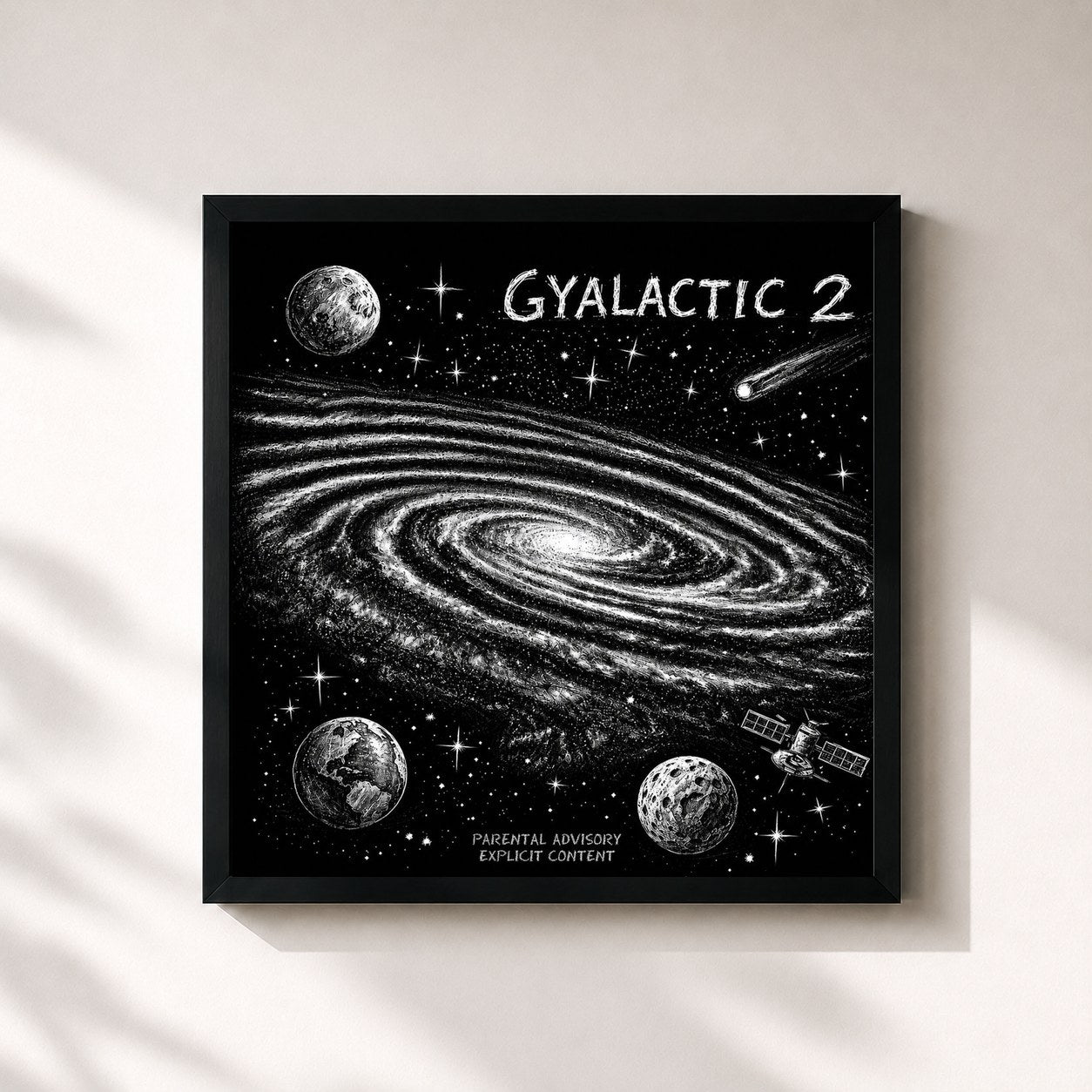 #noir Tableau carré de l'album GYALACTIC 2 de Ramz, cadre noir 32x32 cm