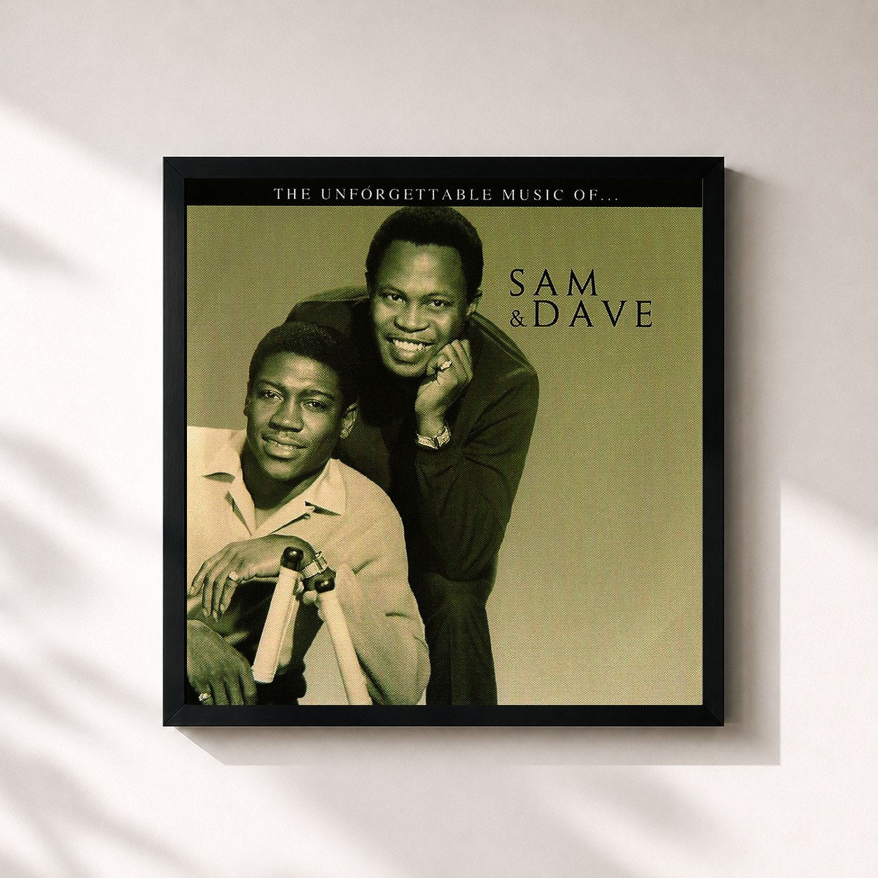 #noir Tableau carré de l'album Sam & Dave de Sam & Dave, cadre noir 32x32 cm