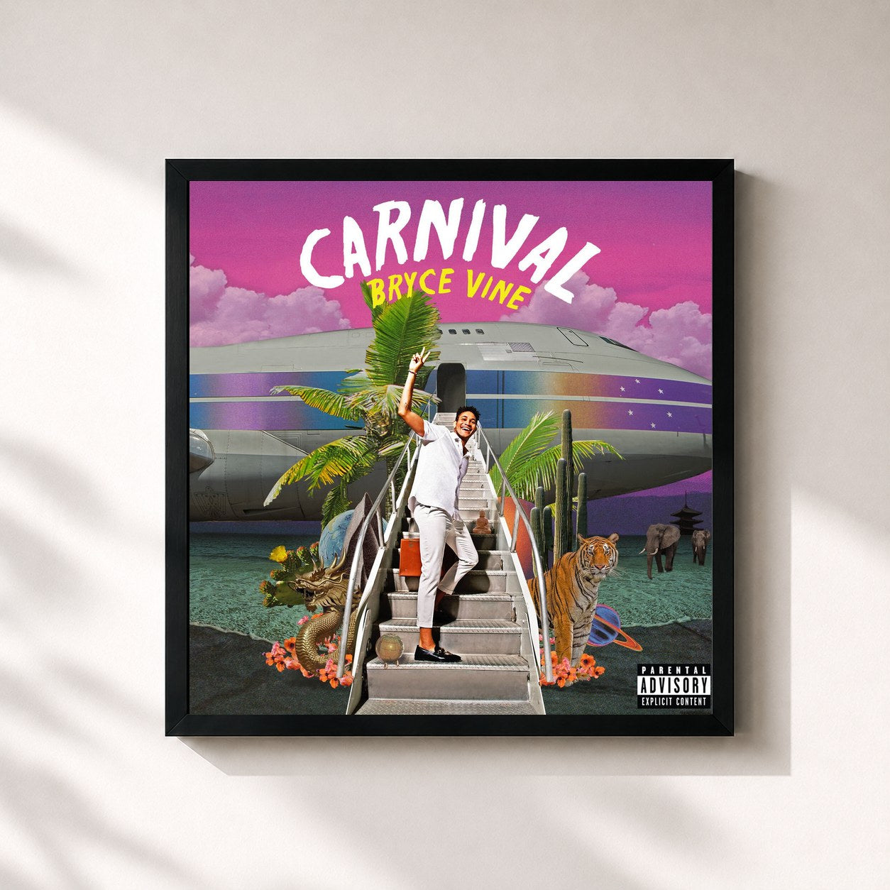 #noir Tableau carré de l'album Carnival de Bryce Vine, cadre noir 32x32 cm