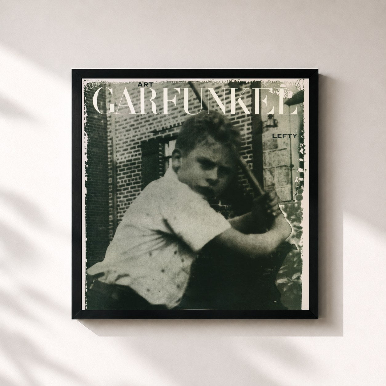 #noir Tableau carré de l'album Lefty de Art Garfunkel, cadre noir 32x32 cm