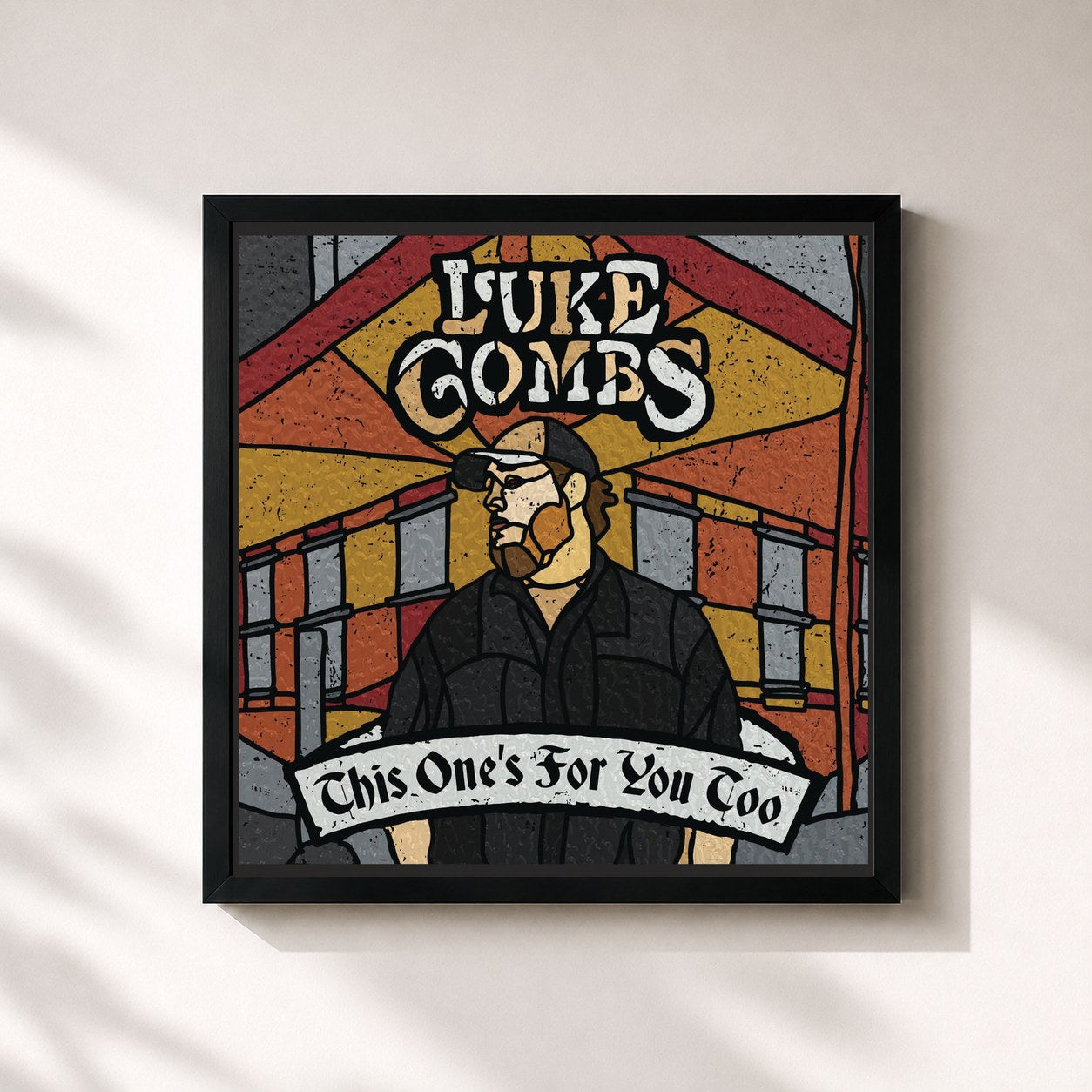 #noir Tableau carré de l'album This One's for You Too (Deluxe Edition) de Luke Combs, cadre noir 32x32 cm