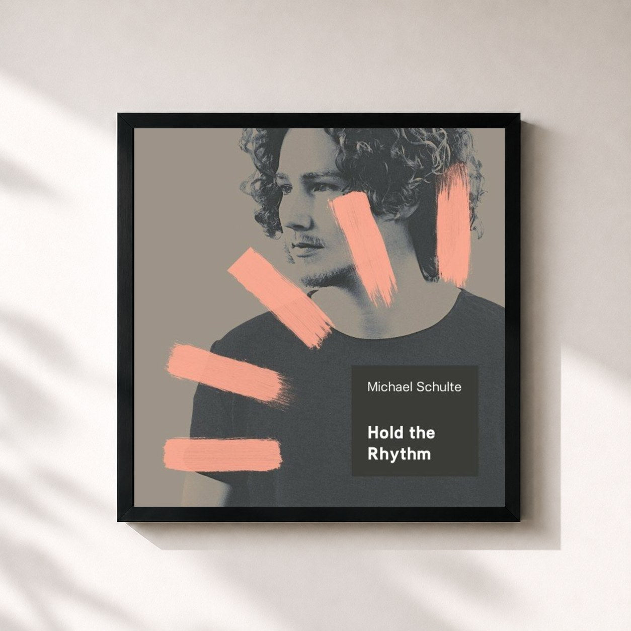 #noir Tableau carré de l'album Hold the Rhythm de Michael Schulte, cadre noir 32x32 cm