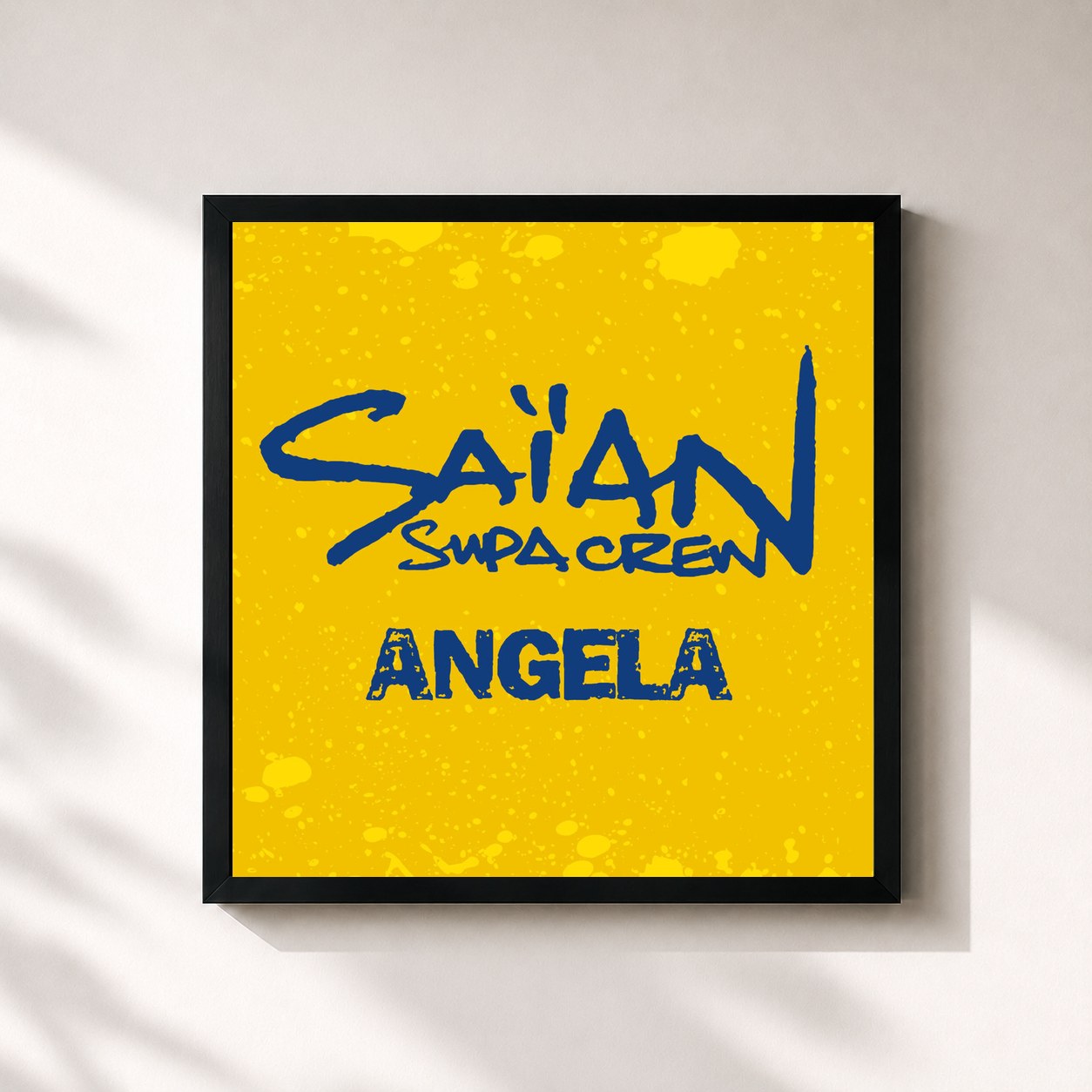 #noir Tableau carré de l'album Angela de Saïan Supa Crew, cadre noir 32x32 cm