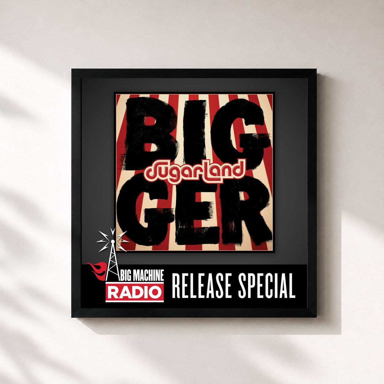 #noir Tableau carré de l'album Bigger (Big Machine Radio Release Special) de Sugarland, cadre noir 32x32 cm