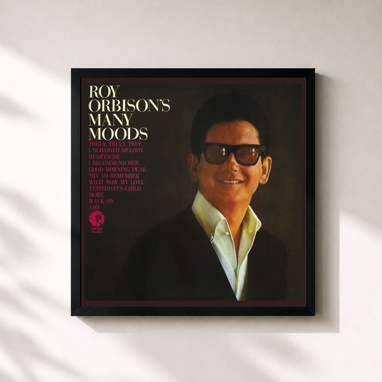 #noir Tableau carré de l'album Roy Orbison’s Many Moods (Remastered) de Roy Orbison, cadre noir 32x32 cm
