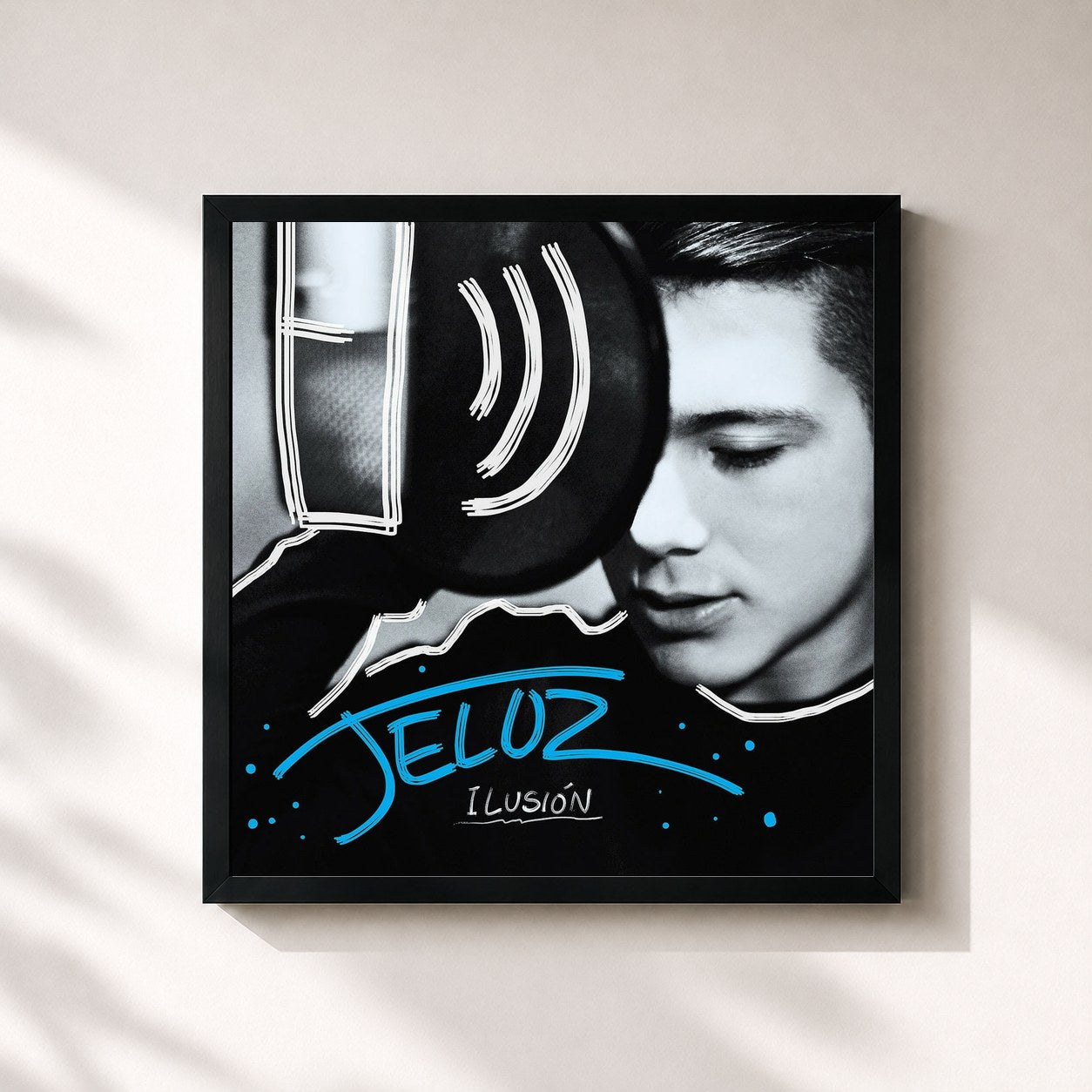 #noir Tableau carré de l'album Ilusión de Jeloz, cadre noir 32x32 cm