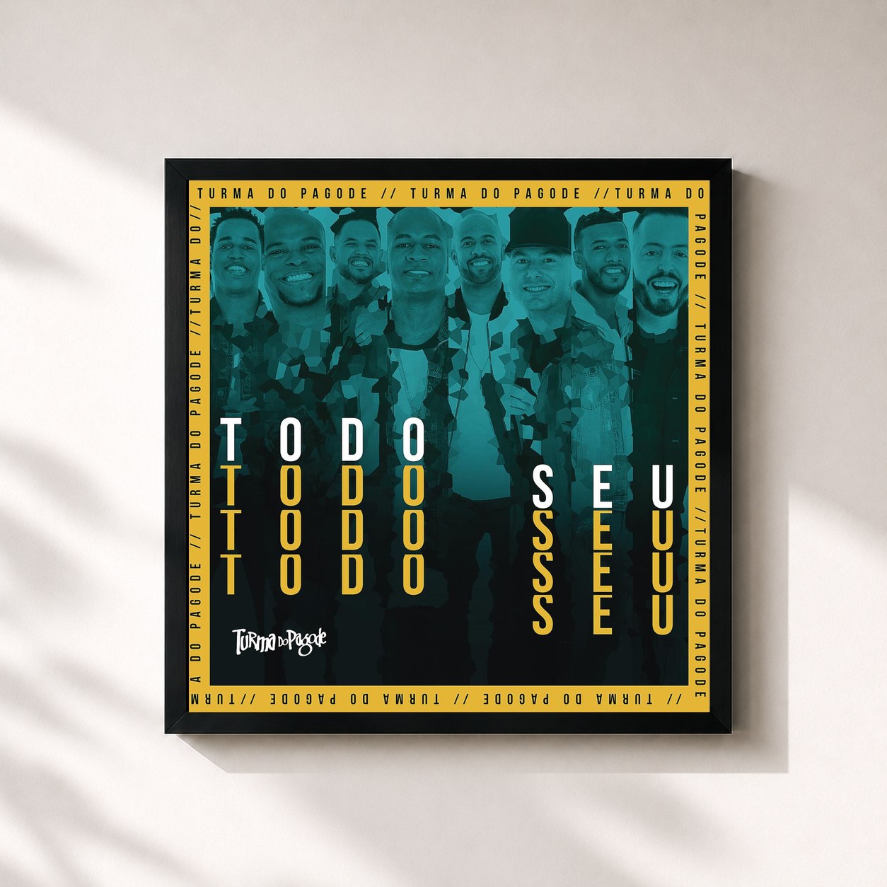 #noir Tableau carré de l'album Todo Seu de Turma do Pagode, cadre noir 32x32 cm