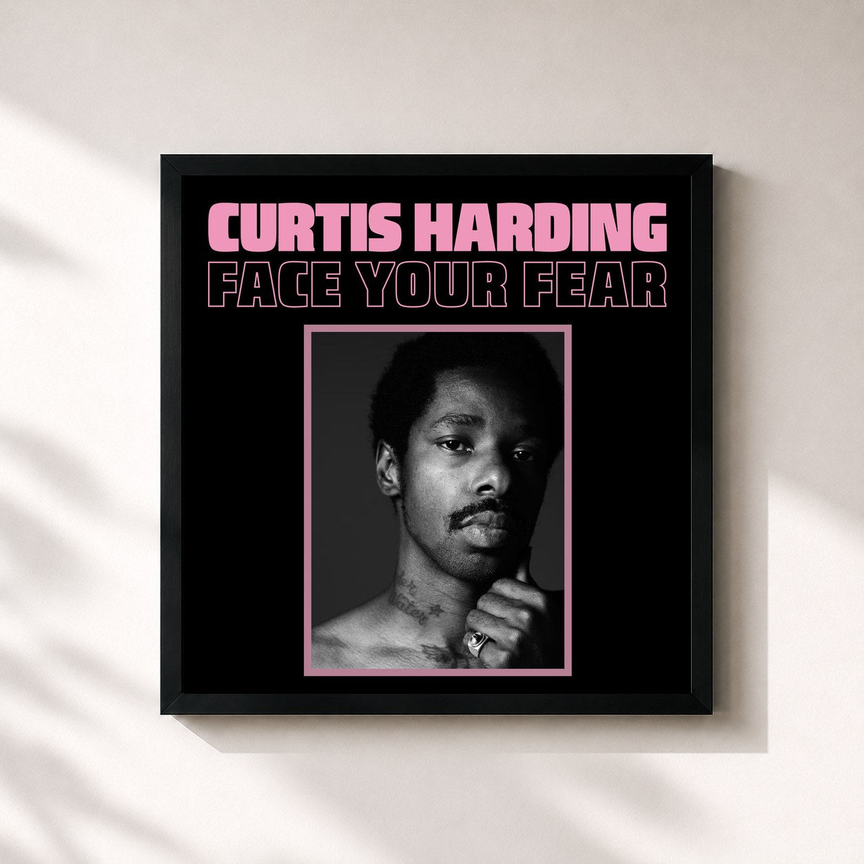 #noir Tableau carré de l'album Face Your Fear de Curtis Harding, cadre noir 32x32 cm