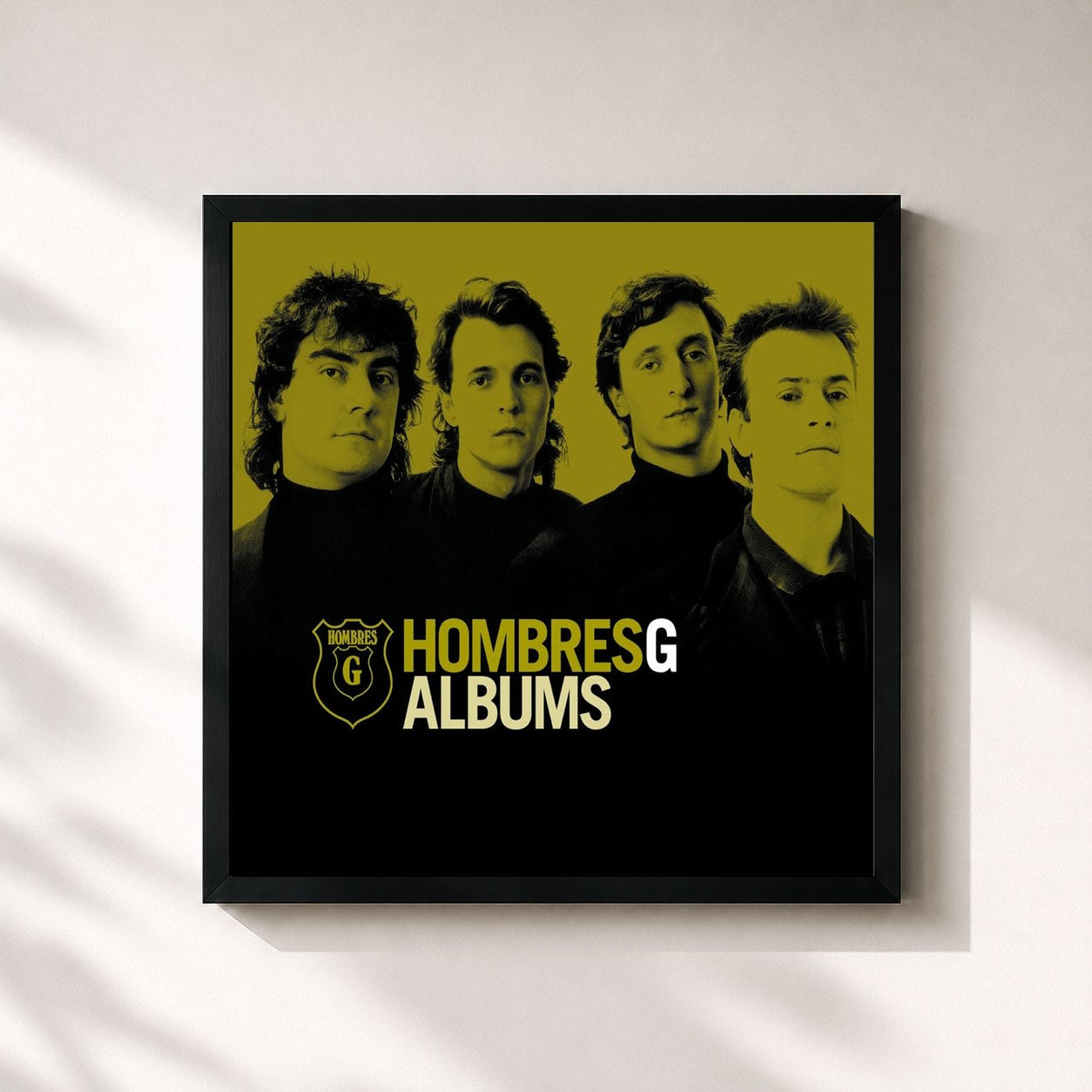 #noir Tableau carré de l'album Albums de Hombres G, cadre noir 32x32 cm