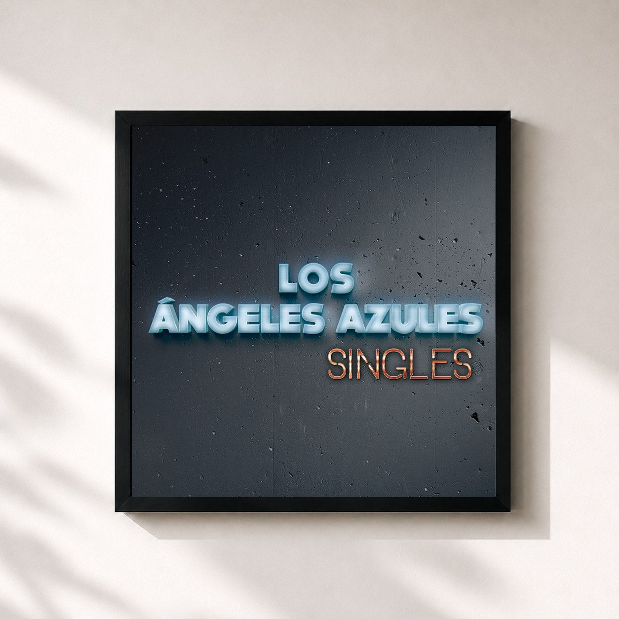 #noir Tableau carré de l'album Singles de Los Angeles Azules, cadre noir 32x32 cm