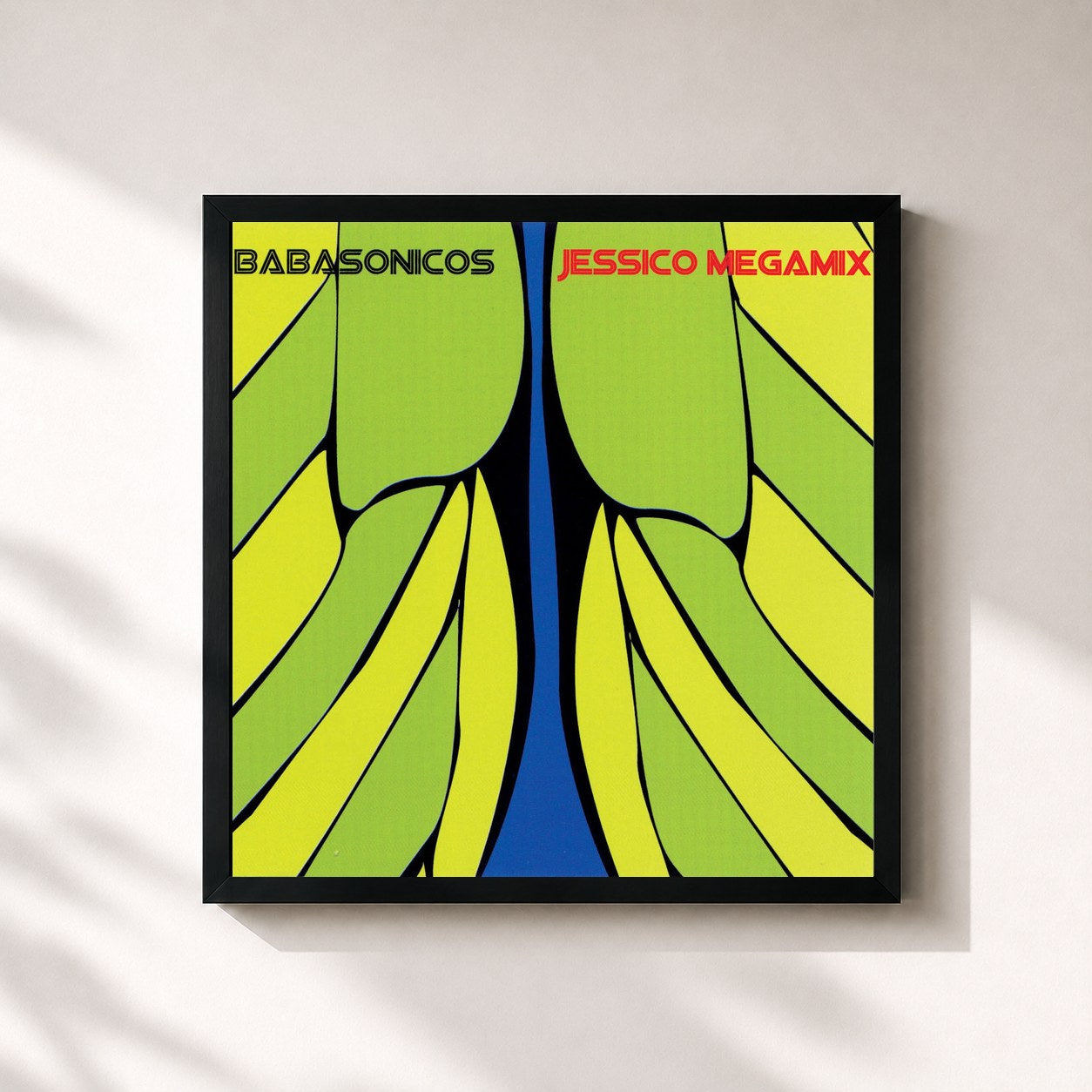 #noir Tableau carré de l'album Jessico Megamix de Babasónicos, cadre noir 32x32 cm