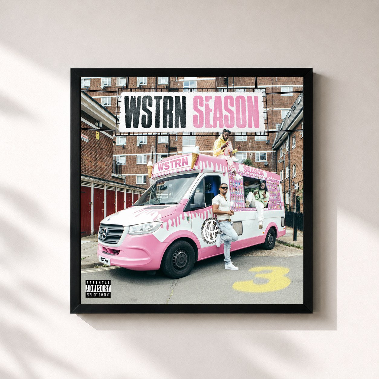 #noir Tableau carré de l'album WSTRN Season 3 de WSTRN, cadre noir 32x32 cm