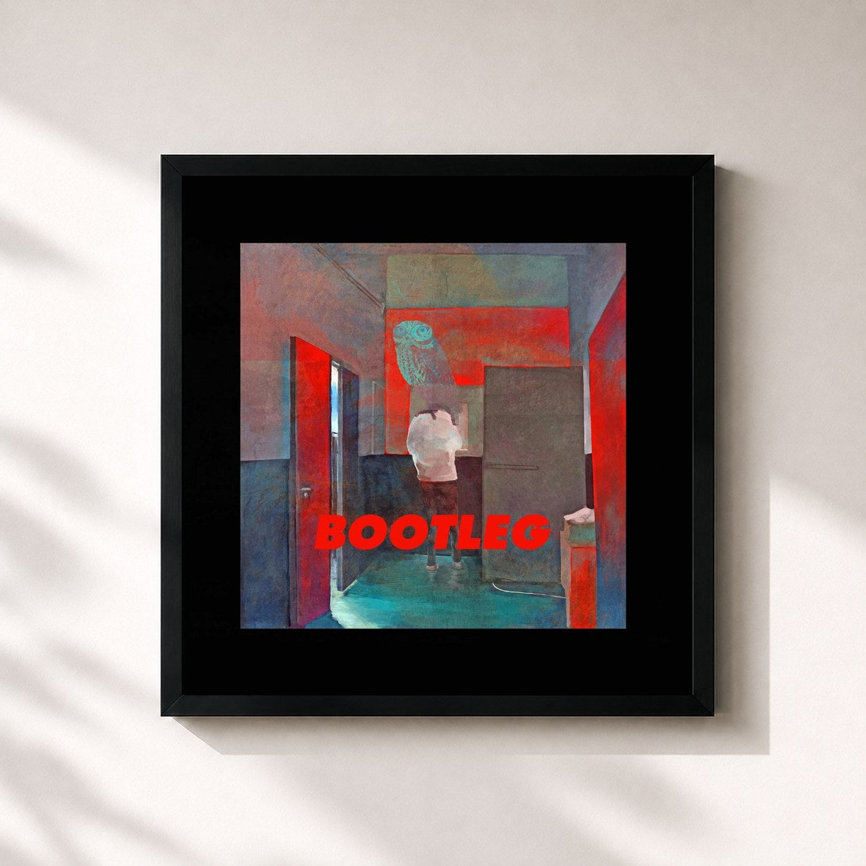 #noir Tableau carré de l'album BOOTLEG de Kenshi Yonezu, cadre noir 32x32 cm