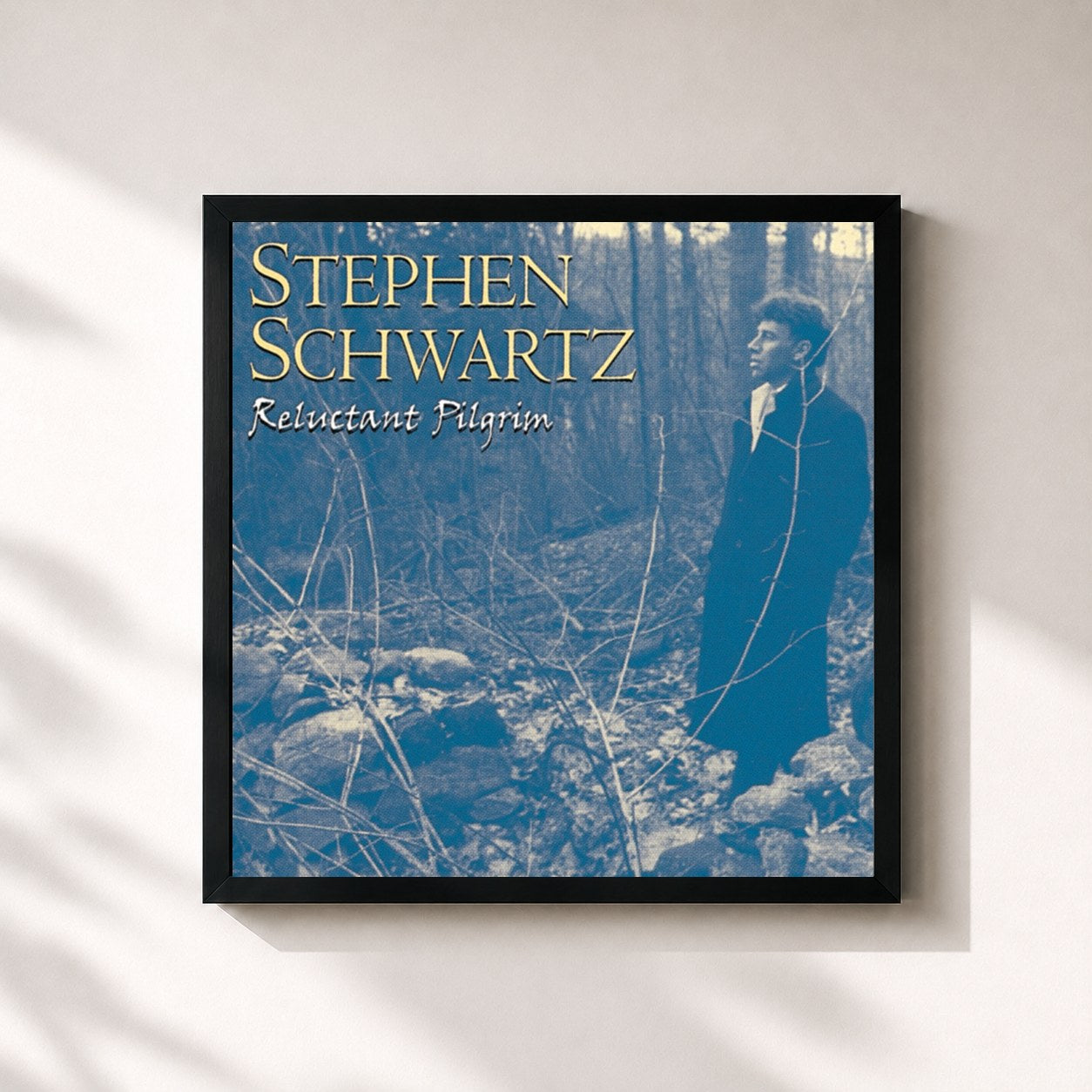 #noir Tableau carré de l'album Reluctant Pilgrim de Stephen Schwartz, cadre noir 32x32 cm