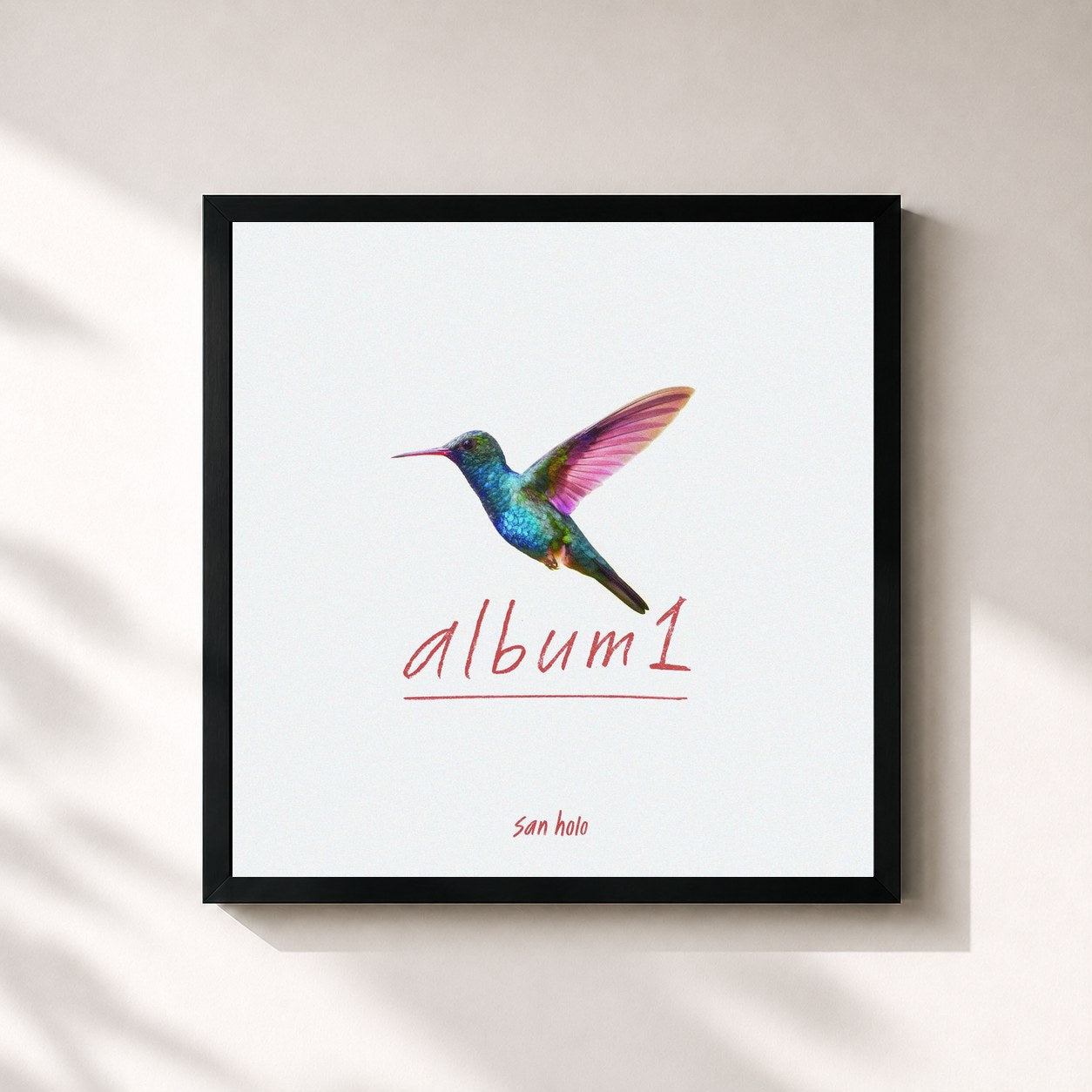 #noir Tableau carré de l'album album1 de San Holo, cadre noir 32x32 cm