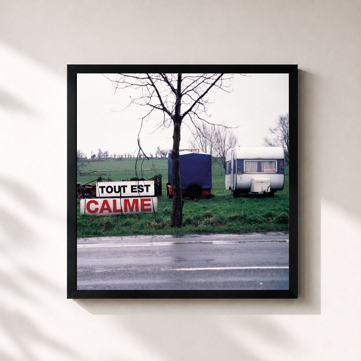 #noir Tableau carré de l'album Everything's Calm de Yann Tiersen, cadre noir 32x32 cm
