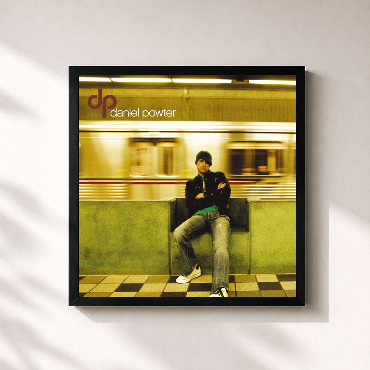 #noir Tableau carré de l'album Daniel Powter de Daniel Powter, cadre noir 32x32 cm