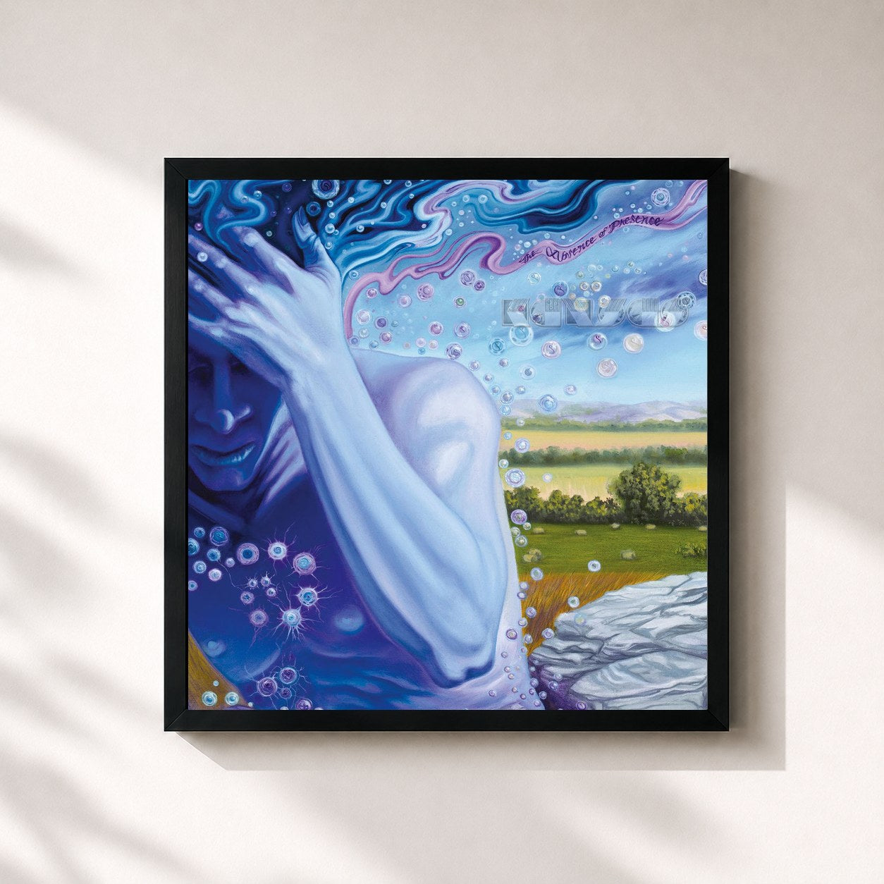 #noir Tableau carré de l'album The Absence Of Presence de Kansas, cadre noir 32x32 cm