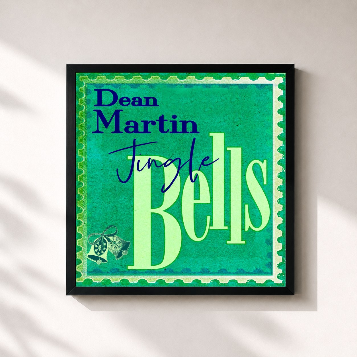 #noir Tableau carré de l'album Jingle Bells de Dean Martin, cadre noir 32x32 cm