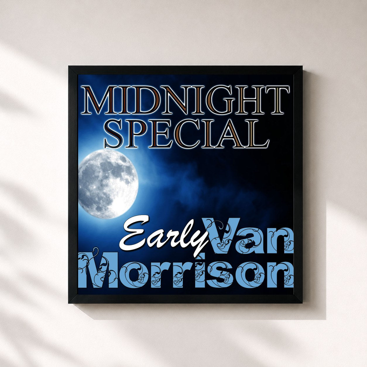 #noir Tableau carré de l'album Midnight Special: Early Van Morrison de Van Morrison, cadre noir 32x32 cm