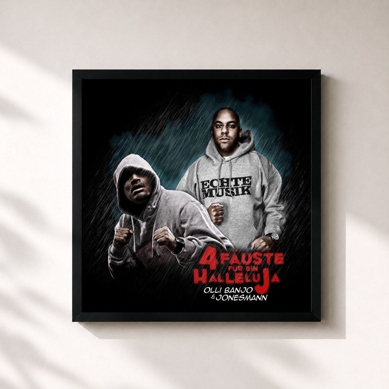 #noir Tableau carré de l'album 4 Fäuste für ein Halleluja de Olli Banjo, cadre noir 32x32 cm