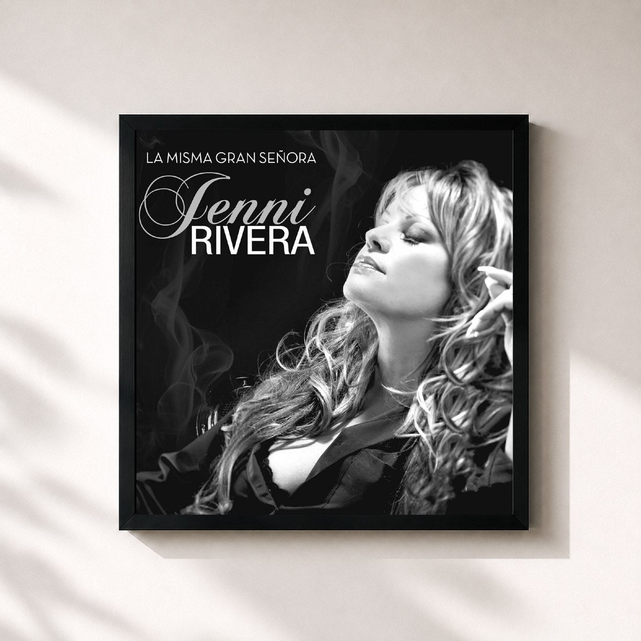 #noir Tableau carré de l'album La Misma Gran Señora de Jenni Rivera, cadre noir 32x32 cm