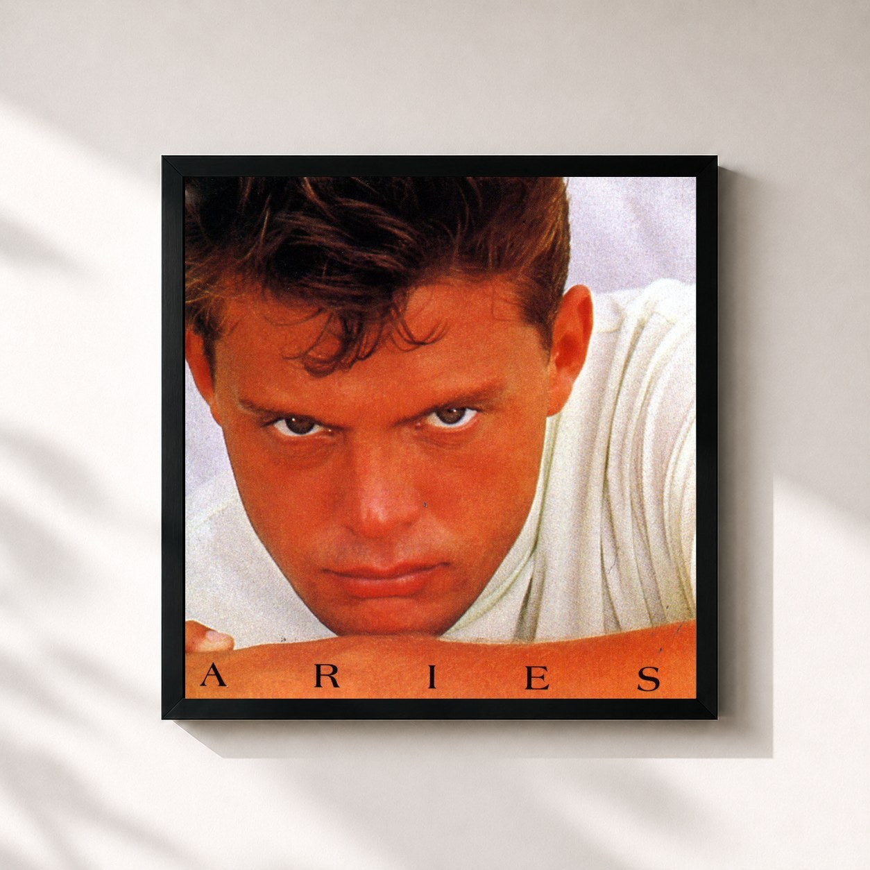#noir Tableau carré de l'album Aries de Luis Miguel, cadre noir 32x32 cm