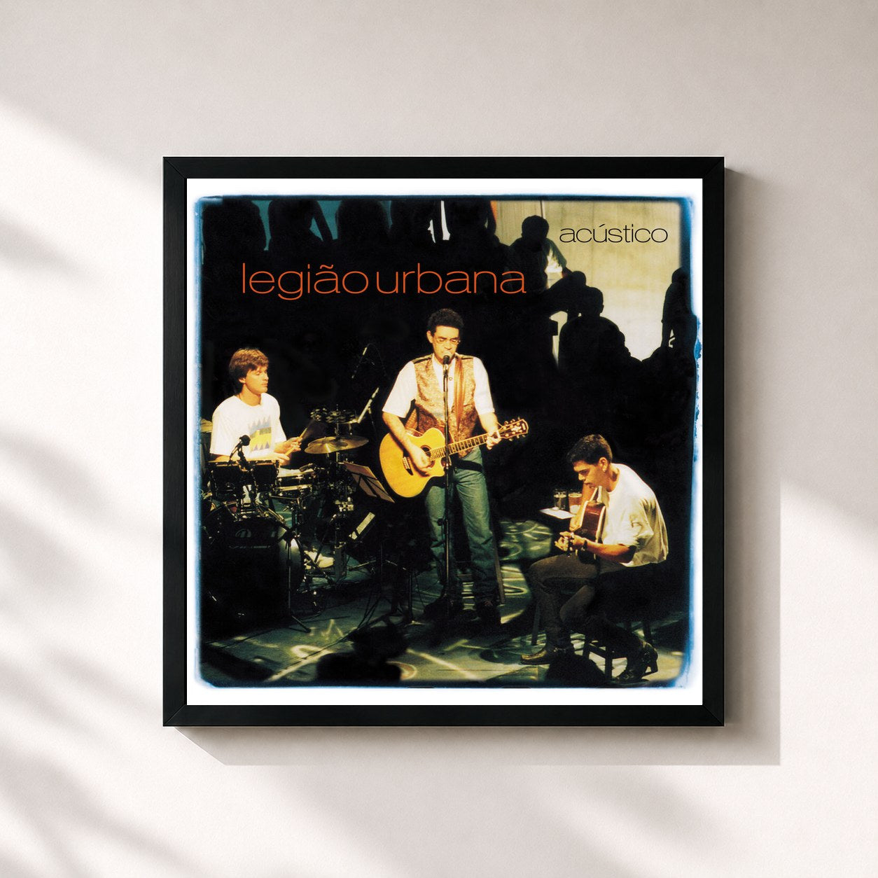 #noir Tableau carré de l'album Acústico (Ao Vivo Em São Paulo / 1999) de Legião Urbana, cadre noir 32x32 cm