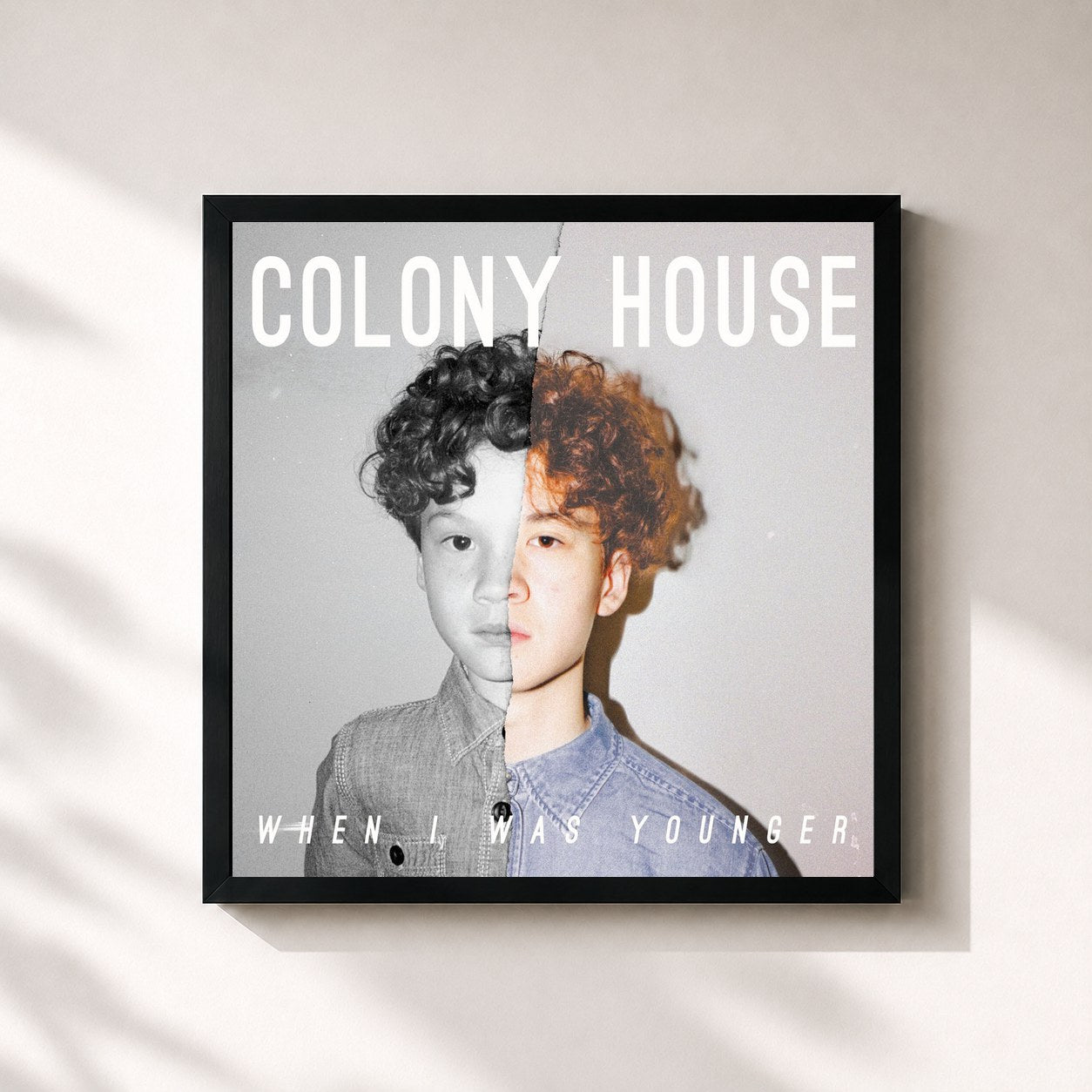 #noir Tableau carré de l'album When I Was Younger (10 Years Later) de Colony House, cadre noir 32x32 cm
