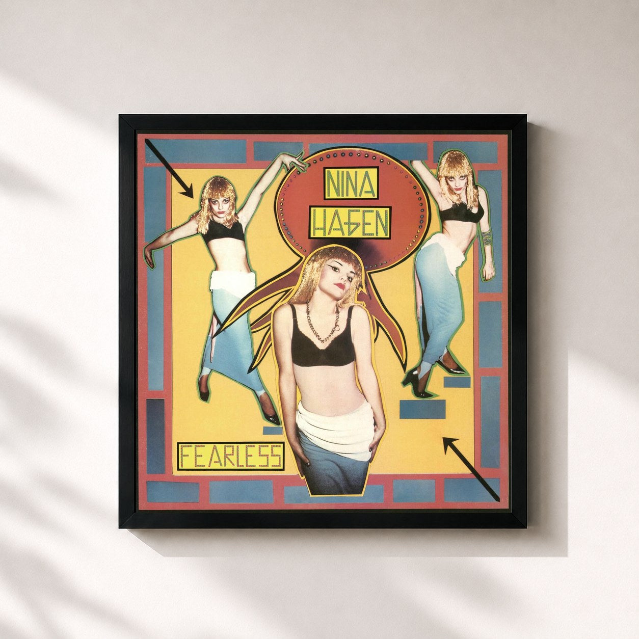#noir Tableau carré de l'album Fearless de Nina Hagen, cadre noir 32x32 cm
