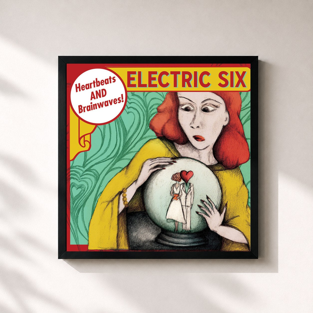#noir Tableau carré de l'album Heartbeats and Brainwaves! de Electric Six, cadre noir 32x32 cm