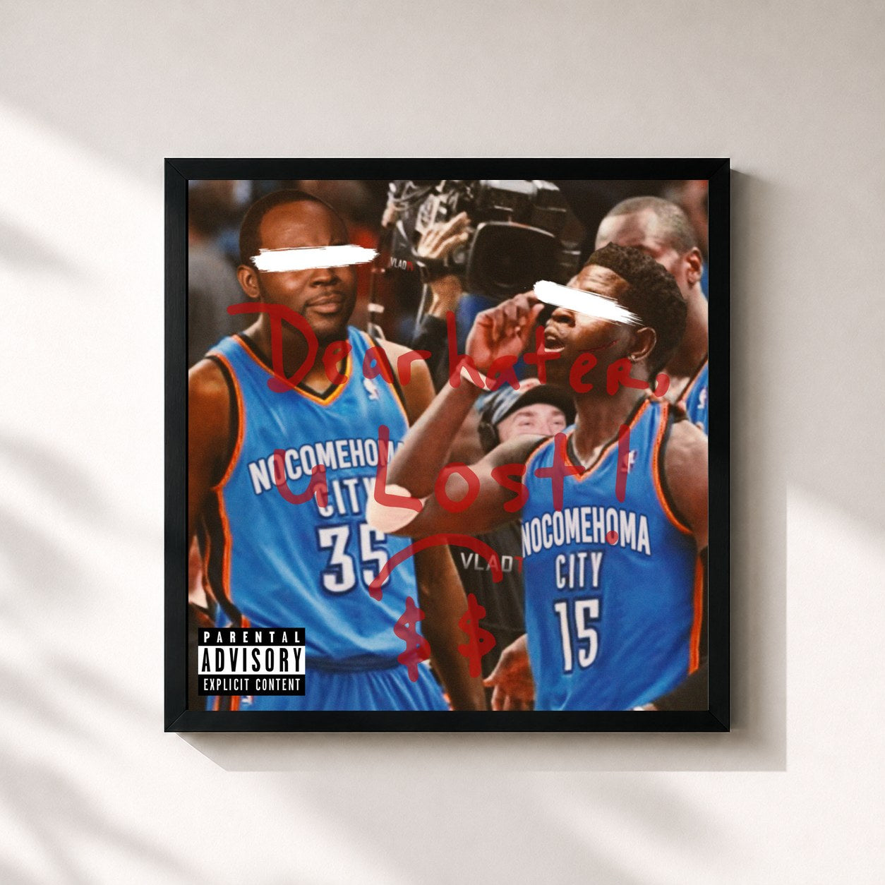 #noir Tableau carré de l'album Dear Hater You Lost de Troy Ave, cadre noir 32x32 cm