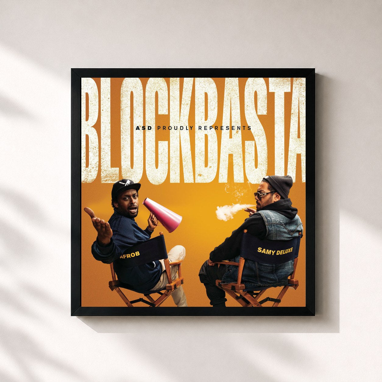 #noir Tableau carré de l'album Blockbasta de ASD, cadre noir 32x32 cm