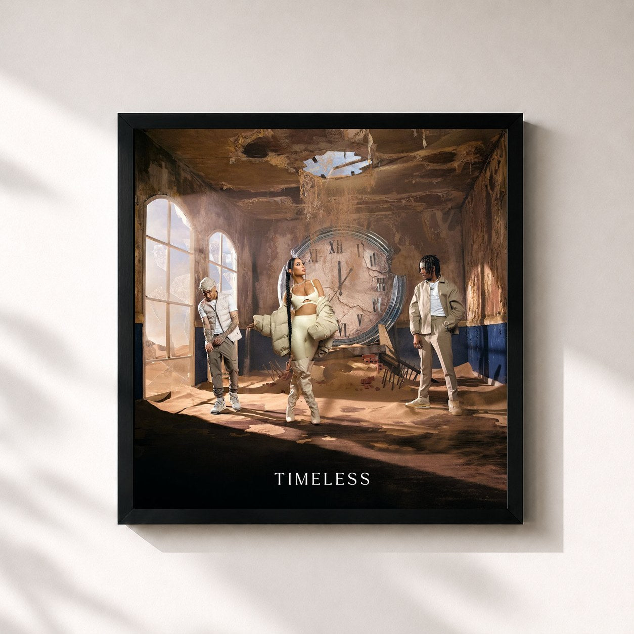 #noir Tableau carré de l'album Timeless de N-Dubz, cadre noir 32x32 cm