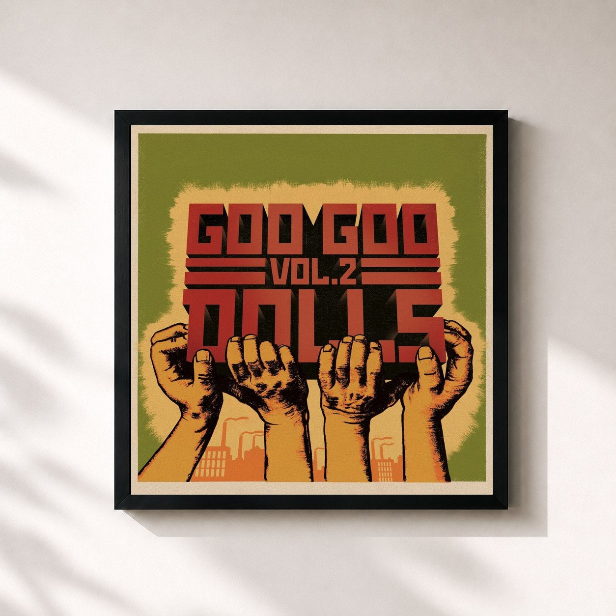#noir Tableau carré de l'album Volume 2 de The Goo Goo Dolls, cadre noir 32x32 cm
