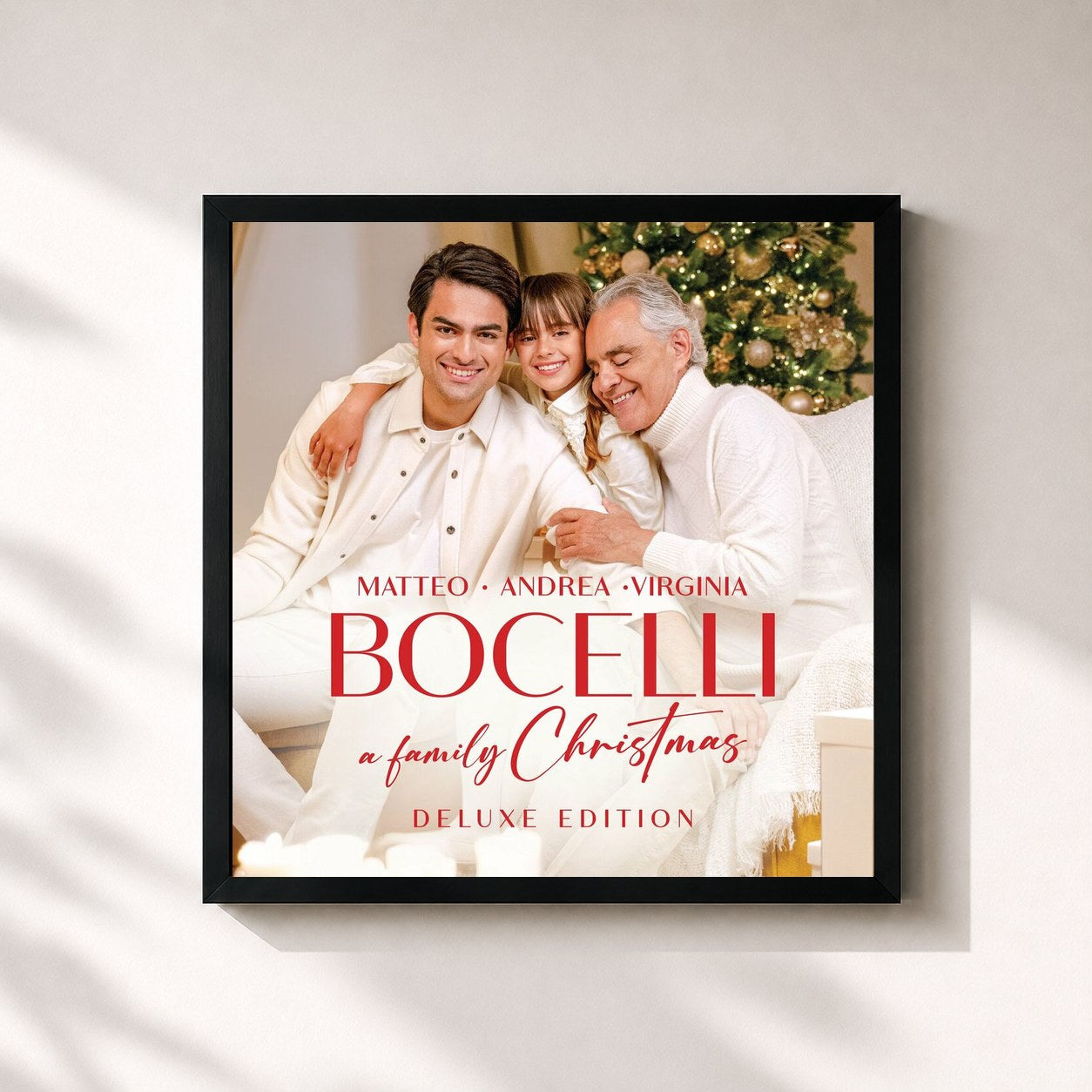 #noir Tableau carré de l'album A Family Christmas (Deluxe Edition) de Andrea Bocelli, cadre noir 32x32 cm