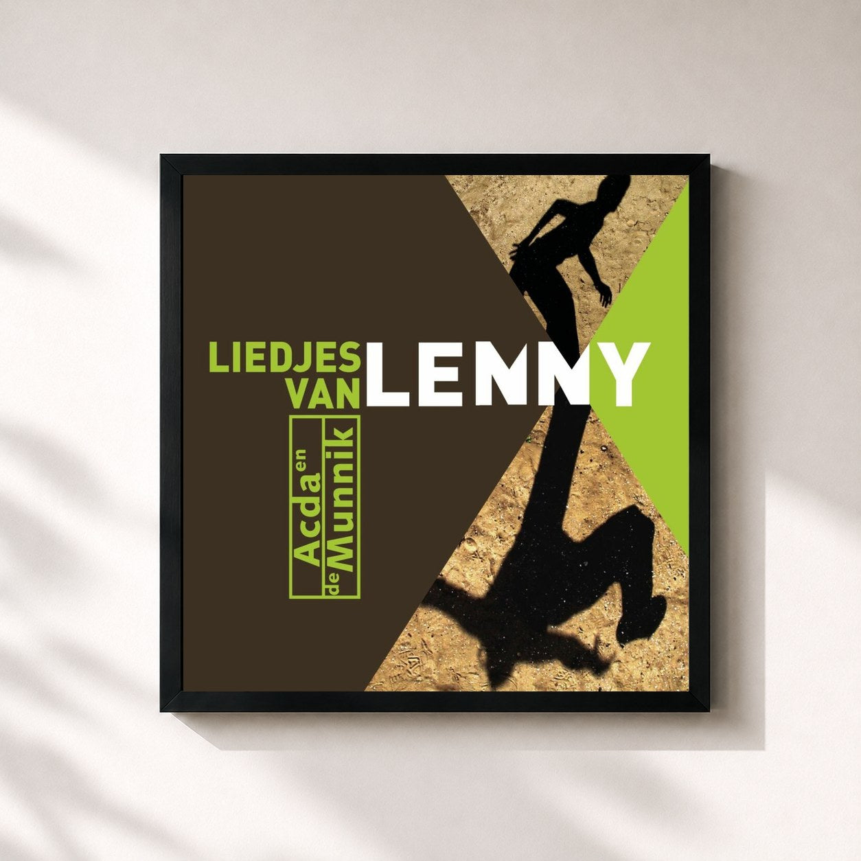 #noir Tableau carré de l'album Liedjes Van Lenny de Acda en de Munnik, cadre noir 32x32 cm