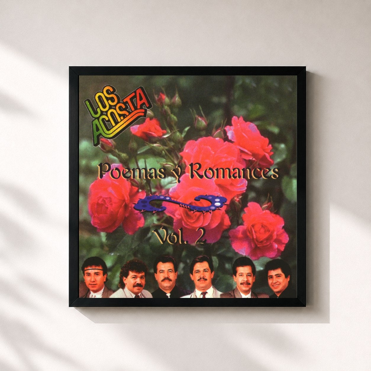 #noir Tableau carré de l'album Poemas y Romances Vol. 2 de Los Acosta, cadre noir 32x32 cm
